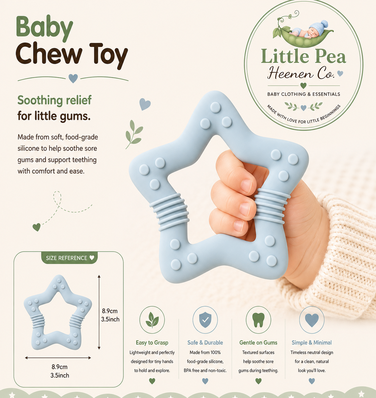 Star Baby Chew Toy / Silicone Teether — Baby Blue