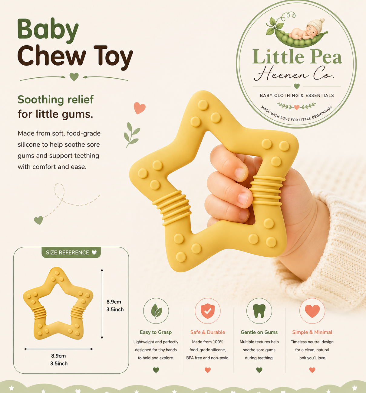 Star Baby Chew Toy / Silicone Teether — Mustard Yellow